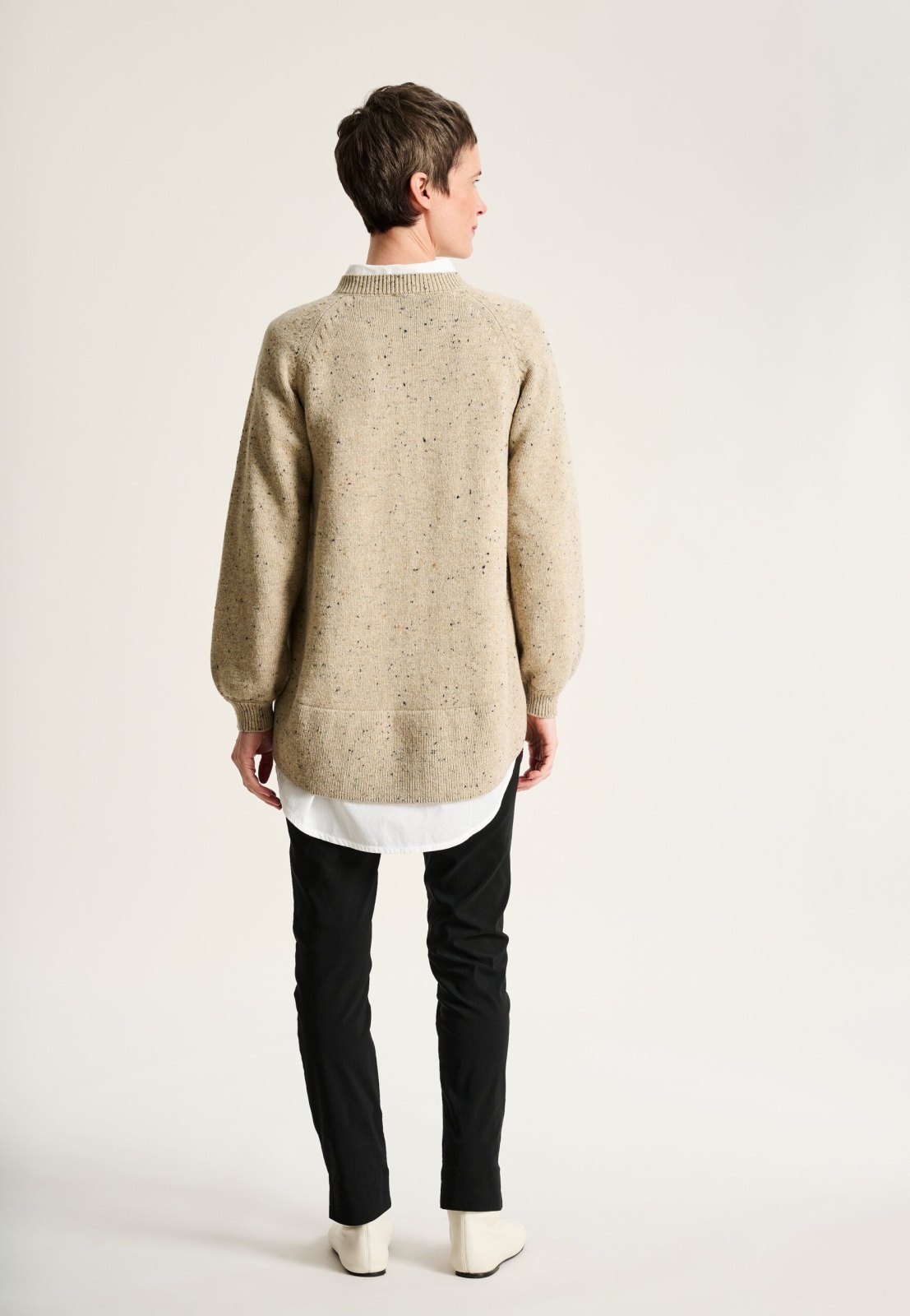Shinabi Cardigan With Buttons Stone With Sprinkles 15466