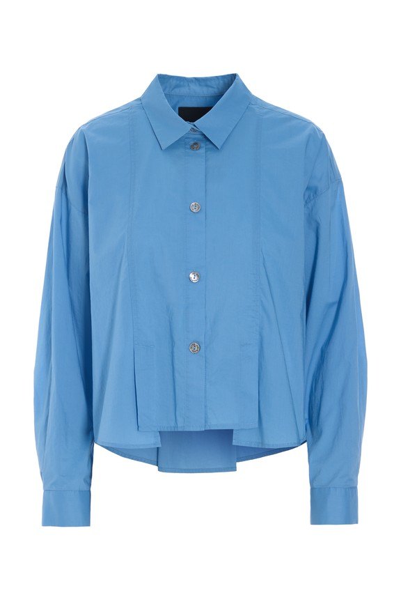 Core Cotton Shirt With Pleats Lake Blue 15307