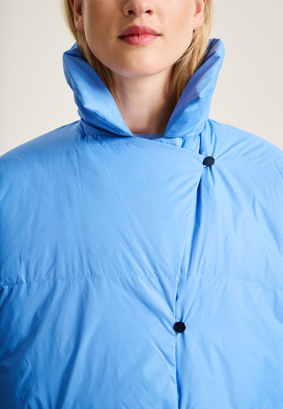 Feather Down Lapel Jacket Lake Blue 15429